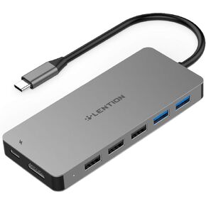 LENTION USB C Hub with 3-Slot Card Reader, 4K HDMI, USB 3.0, USB 2.0, Type C Data/Charging Compatible 2023-2016 MacBook Pro, New Mac Air/Surface, Stable Driver Certified Adapter (CB-C19, Space Gray)