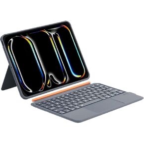 for iPad Pro 11 inch (M4,2024) Case with Keyboard, Bluetooth Detachable Keyboard with Trackpad, 7-Color Backlight & Ultra-Light Removable Cover, Dark Gray