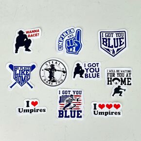 Pack of 10 Softball Catcher for Baseball, Softball, Catchers Helmet, I Love Umpires, Steal I Dare You, I Got You Blue Sticker 2 Inches