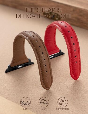 2 حزمة حزمة من الجلد النحيف المتوافقة مع Apple Watch Band 38mm 40mm 41mm 42mm 44mm 45mm 46mm 49mm 49 مم ، حزام جلدي أصلي الطبقة العليا لسلسلة Iwatch 10/9/8/7/6 5/4/3/2/1/se/ultra in Kuwait