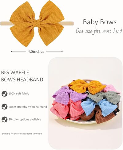 jollybows 30pcs Baby Girls Hair Bows Headband Nylon Hair Band Elastic Hair Accessories for Kids Infants Toddlers in Saudi Arabia