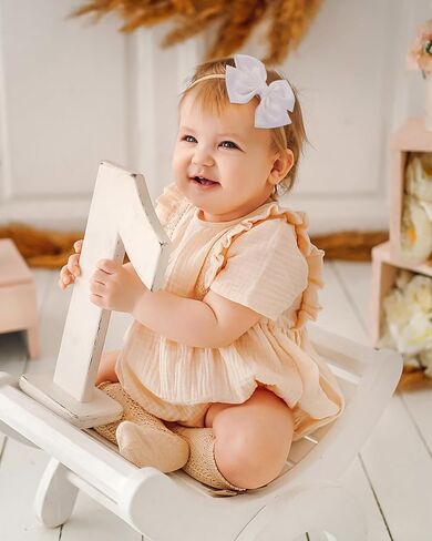 jollybows 30pcs Baby Girls Hair Bows Headband Nylon Hair Band Elastic Hair Accessories for Kids Infants Toddlers in Saudi Arabia