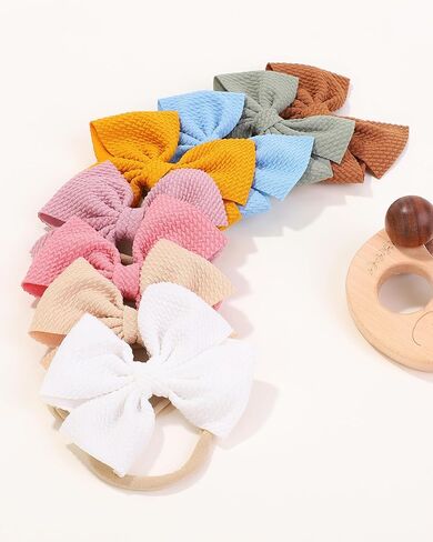 jollybows 30pcs Baby Girls Hair Bows Headband Nylon Hair Band Elastic Hair Accessories for Kids Infants Toddlers in Saudi Arabia