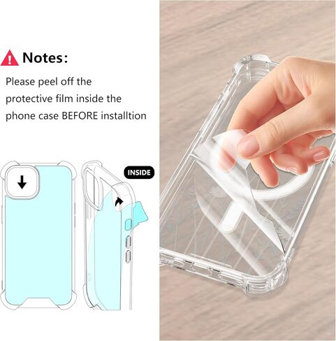 Ztofera for iPhone 13/14 حالة مغناطيسية متوافقة مع Magsafe ، تصميم نمط الأزهار الجمالي اللطيف للنساء الفتاة ، غطاء الهاتف الصلب المضاد للدوار لـ iPhone 13/14-Big White Flower in Kuwait