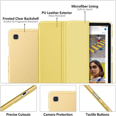 حافظة MoKo تناسب سامسونج جالاكسي تاب S5e 2019، غطاء رفيع للغاية ورفيع ثلاثي الطي مع ظهر بلوري مع تنبيه تلقائي ونوم لجهاز جالاكسي تاب S5e SM-T720/SM-T725 2019 اللوحي - أسود in Kuwait