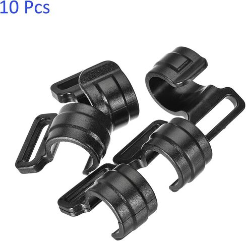 10 Pack C-Clips Clamps for Tent Pole - Plastic Clips Tent Hook Awning Clamps Fasteners, Apply to Camping Hiking (11mm, Black) in Saudi Arabia