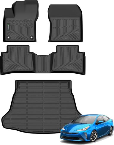 ANBINGO®-سجادات الأرضية تناسب 2016-2022 Toyota Prius، تناسب 2017-2021 Toyota Prius Prime، (لا تناسب Prius C & Prius V) - سجادات أرضية Prius الأمامية والصف الثاني لملحقات Toyota Prius - أسود in Kuwait
