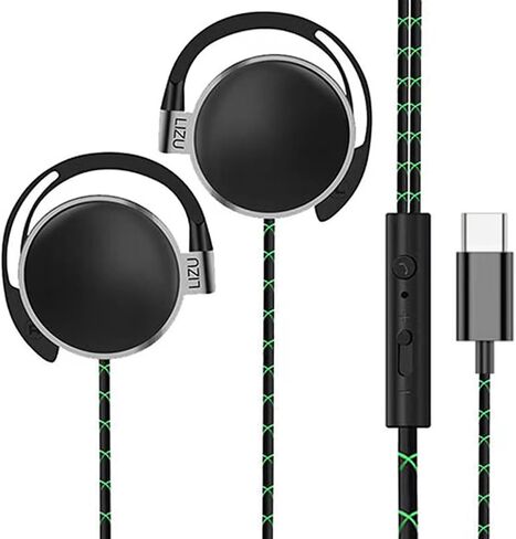 C-YOUNG USB C Headphones Over-Ear Buds Hooks Microphone for Sports Running & Volume Control, Fit Small Ears Type C Wired Earbuds, Compatible with iPad and Android Smartphones in Saudi Arabia