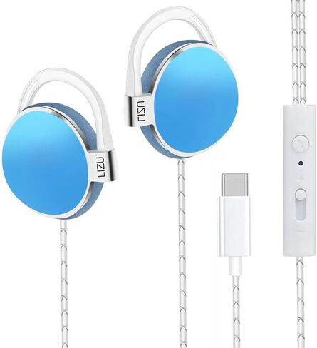 C-YOUNG USB C Headphones Over-Ear Buds Hooks Microphone for Sports Running & Volume Control, Fit Small Ears Type C Wired Earbuds, Compatible with iPad and Android Smartphones in Saudi Arabia