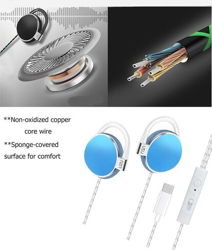C-YOUNG USB C Headphones Over-Ear Buds Hooks Microphone for Sports Running & Volume Control, Fit Small Ears Type C Wired Earbuds, Compatible with iPad and Android Smartphones in Saudi Arabia
