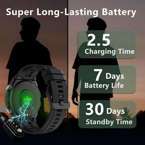 Military Smart Watch for Men, 1.52" HD Outdoor Smart Watch with Answer/Make Calls, Heart Rate, Blood Oxygen, Steps Monitor. IP68 Waterproof Rugged Smart Watches for Android iOS (Black)… in Saudi Arabia