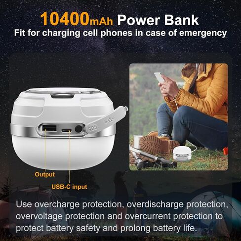 LED Camping Lantern Rechargeable 1000LM, Up to 300H Running Time Camping Tent Light, 6700mAh Emergency hanging Light for Hurricane, Power Outages, Home, Hiking, Water-Resistant, Black in Kuwait
