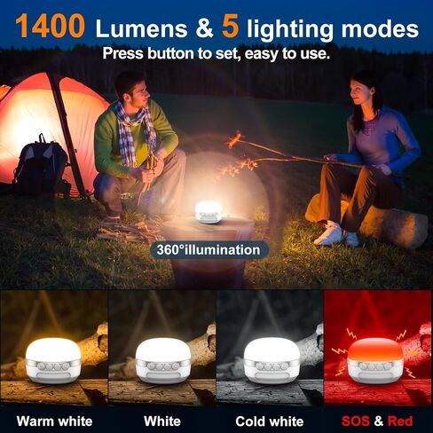 LED Camping Lantern Rechargeable 1000LM, Up to 300H Running Time Camping Tent Light, 6700mAh Emergency hanging Light for Hurricane, Power Outages, Home, Hiking, Water-Resistant, Black in Kuwait
