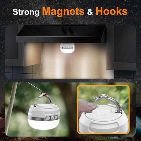 LED Camping Lantern Rechargeable 1000LM, Up to 300H Running Time Camping Tent Light, 6700mAh Emergency hanging Light for Hurricane, Power Outages, Home, Hiking, Water-Resistant, Black in Kuwait