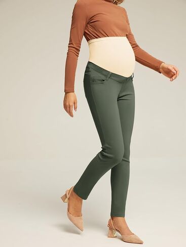 Maternity Pants Extender Maternity Leggings Over The Belly Comfy Pants with Pockets Black 2XL in Saudi Arabia