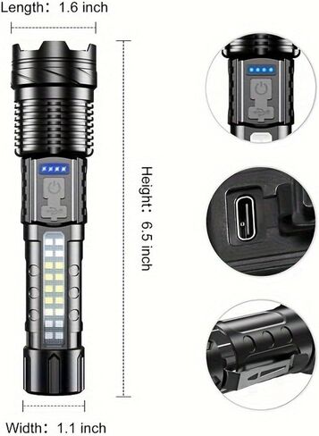 Flash Force Tactical Flashlight, 2 PCS Flashlights High Lumens, with 7 Light Modes, Ipx6 Waterproof, with Strobe, 18650 Battery Powered, Camping 2025 Must Haves (2 PCS) in Saudi Arabia