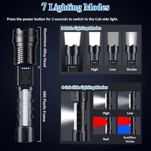 Flash Force Tactical Flashlight, 2 PCS Flashlights High Lumens, with 7 Light Modes, Ipx6 Waterproof, with Strobe, 18650 Battery Powered, Camping 2025 Must Haves (2 PCS) in Saudi Arabia
