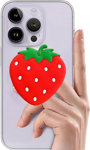 لطيف هاتفية الفراولة قبضة | حامل الهاتف Kawaii للنساء | قبضة الهاتف الكبيرة متوافقة مع Kindle Paperwhite و iPad و iPhone | سحر الهاتف والملحقات in Kuwait