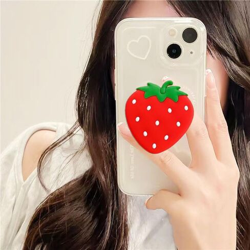 لطيف هاتفية الفراولة قبضة | حامل الهاتف Kawaii للنساء | قبضة الهاتف الكبيرة متوافقة مع Kindle Paperwhite و iPad و iPhone | سحر الهاتف والملحقات in Kuwait