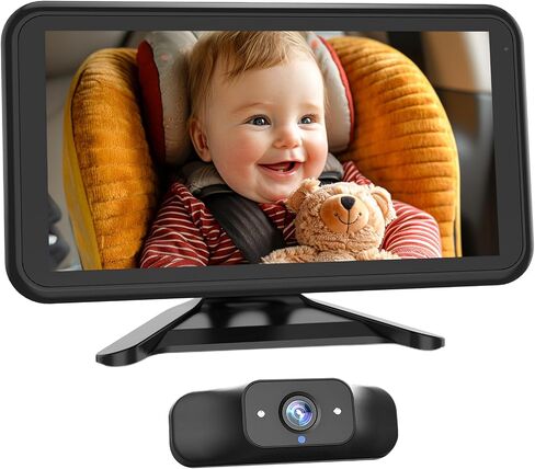 كاميرا سيارة للأطفال بمرآة سيارة للأطفال، 4.5 بوصة 1080 بيكسل HD رؤية واضحة تمامًا مع تكبير 3X، مقعد سيارة آمن بدوران 360 درجة للخلف، ضروري للسفر للأطفال in Saudi Arabia