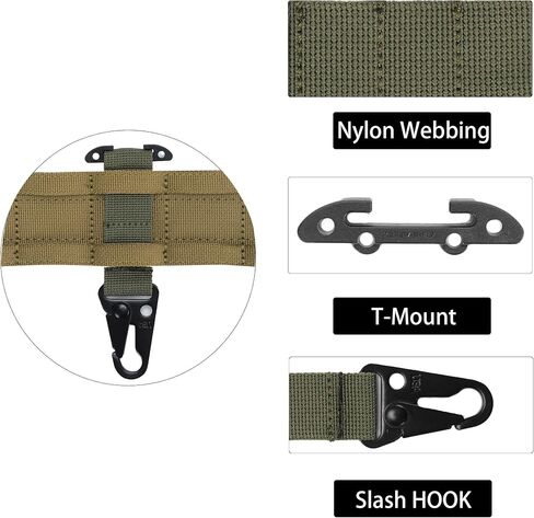 Tactical Gear Clip with Clash Hook, T-Mount Molle Key Clip, Battle Belt Clip for Bag, Vest, and Molle System Accessories in Saudi Arabia