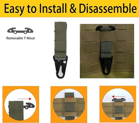 Tactical Gear Clip with Clash Hook, T-Mount Molle Key Clip, Battle Belt Clip for Bag, Vest, and Molle System Accessories in Saudi Arabia