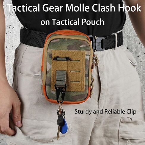 Tactical Gear Clip with Clash Hook, T-Mount Molle Key Clip, Battle Belt Clip for Bag, Vest, and Molle System Accessories in Saudi Arabia