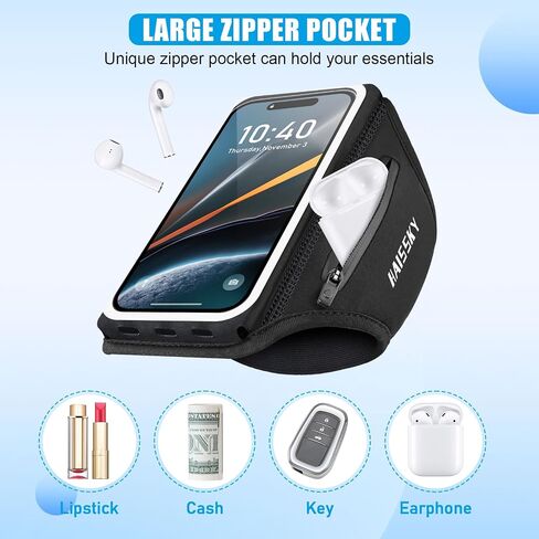 Running Armband for iPhone 15/14/13 Pro/Plus & Galaxy S20/S10, 3D Design Cell Phone Armband with Earphone Pouch Card Slot & Key Pockets, Water Resistant Sports Phone Holder Up to 6.9" Phones in Kuwait