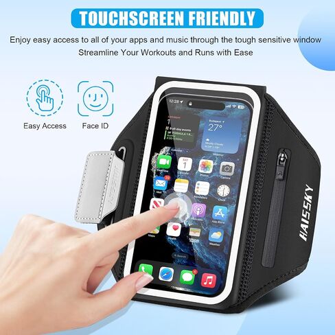 Running Armband for iPhone 15/14/13 Pro/Plus & Galaxy S20/S10, 3D Design Cell Phone Armband with Earphone Pouch Card Slot & Key Pockets, Water Resistant Sports Phone Holder Up to 6.9" Phones in Kuwait
