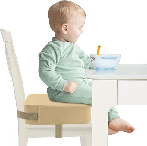 Toddler Booster Seat for Dining Table, Adjustable Seat Belts Booster Seat for Kitchen Chair, Strong Support Booster Seat Cushion, PU Easy Cleaning Detachable Portable Travel Booster (Black Dinosaur) in Saudi Arabia