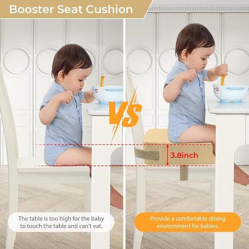 Toddler Booster Seat for Dining Table, Adjustable Seat Belts Booster Seat for Kitchen Chair, Strong Support Booster Seat Cushion, PU Easy Cleaning Detachable Portable Travel Booster (Black Dinosaur) in Saudi Arabia