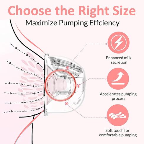 Flange Sizing Kit, 10PCS Breast Pump Flange Inserts 13/15/17/19/21mm with Nipple Measuring Ruler Cleaning Brush, Silicone Flange Sizer Measurement Tool, Breastfeeding Essentials for 24mm Most Pumps in Saudi Arabia