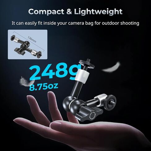 SmallRig 5.5 Inches Adjustable Friction Articulating Magic Arm, with Both 1/4" Screw for LCD Monitor/LED Lights - 2065B in Saudi Arabia