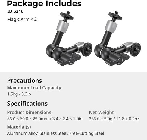 SmallRig 5.5 Inches Adjustable Friction Articulating Magic Arm, with Both 1/4" Screw for LCD Monitor/LED Lights - 2065B in Saudi Arabia
