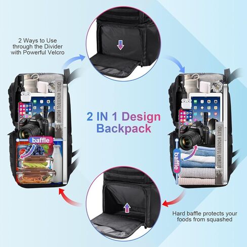 BERTASCHE Lunch Backpack, Laptop Backpack 15.6 inch Work Backpack w/Insulated Cooler Lunch box for Men Women, Casual Daypack for Work Commuter Picnic College in Kuwait