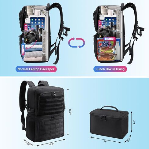 BERTASCHE Lunch Backpack, Laptop Backpack 15.6 inch Work Backpack w/Insulated Cooler Lunch box for Men Women, Casual Daypack for Work Commuter Picnic College in Kuwait
