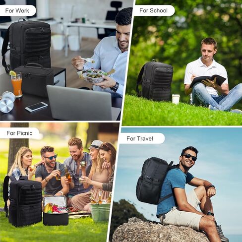 BERTASCHE Lunch Backpack, Laptop Backpack 15.6 inch Work Backpack w/Insulated Cooler Lunch box for Men Women, Casual Daypack for Work Commuter Picnic College in Kuwait