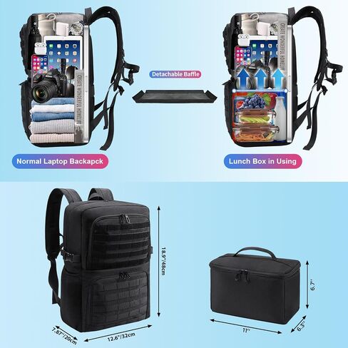 BERTASCHE Lunch Backpack, Laptop Backpack 15.6 inch Work Backpack w/Insulated Cooler Lunch box for Men Women, Casual Daypack for Work Commuter Picnic College in Kuwait