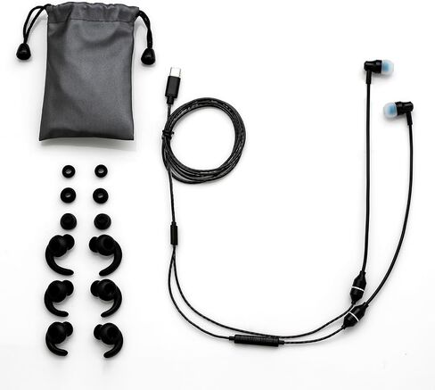 Anti-Radiation Air Tube Headphones with USB-C Plug, EMF Protection Earphone, Radiation Free Headset with Type C Plug, Mic and Volume Control. (Black) in Saudi Arabia