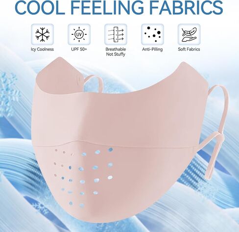 Sun Protection Face Cover UPF 50+ UV Face Mask with Ear Loops Ice Silk Half UV Face Covering Washable Reusable Motorcycle Running Riding Exercise Breathable Golf Sports Face Shield for Women Black in Kuwait