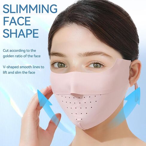 Sun Protection Face Cover UPF 50+ UV Face Mask with Ear Loops Ice Silk Half UV Face Covering Washable Reusable Motorcycle Running Riding Exercise Breathable Golf Sports Face Shield for Women Black in Kuwait