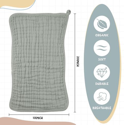 Irenare 6 Pieces Large 20x10 Inch Muslin Burp Cloths Multi-Colors Muslin Washcloths Baby Burping Cloth Diapers 6 Absorbent Layers Muslin Face Towels for Baby (Multiple Colors, Classic Patterns) in Saudi Arabia