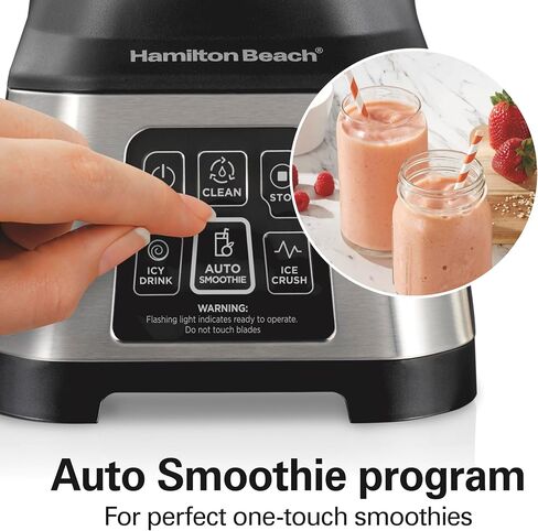 Hamilton Beach Smoothie Smart Blender with 5 Functions Including Auto-Cycle For Shakes & Smoothies, 40oz Glass Jar Dial, Stainless Steel (56208) in Kuwait