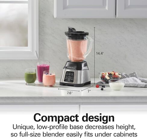 Hamilton Beach Smoothie Smart Blender with 5 Functions Including Auto-Cycle For Shakes & Smoothies, 40oz Glass Jar Dial, Stainless Steel (56208) in Kuwait
