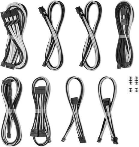 CableMod C-Series Pro ModMesh Sleeved 12V-2x6 12VHPWR Dual StealthSense Cable Kit for Corsair Type 5 RMX Shift (Black + White) in Kuwait