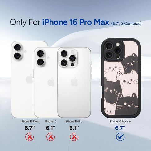 Phone Case for iPhone16 Pro Max Case, Cute Cat Phone Holder for Women Girls, Drop Protection and Stylish Durable TPU Protective Kitty Phone Cover Girly (for iPhone 16 Pro Max) in Saudi Arabia