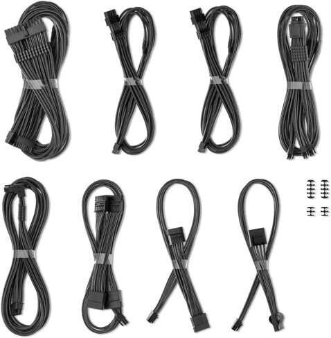 CableMod C-Series Pro ModMesh Sleeved 12V-2x6 12VHPWR Dual StealthSense Cable Kit for Corsair Type 5 RMX Shift (Black + White) in Kuwait