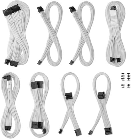 CableMod C-Series Pro ModMesh Sleeved 12V-2x6 12VHPWR Dual StealthSense Cable Kit for Corsair Type 5 RMX Shift (Black + White) in Kuwait
