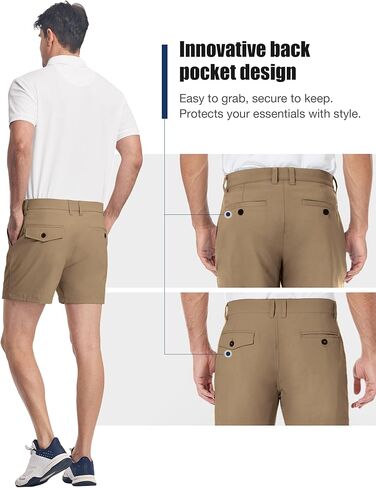 PULI Men's Golf Shorts Dress Flat Front Hybrid 7 Inch Stretch Lightweight Quick Dry Chino Casual with Pockets in Kuwait