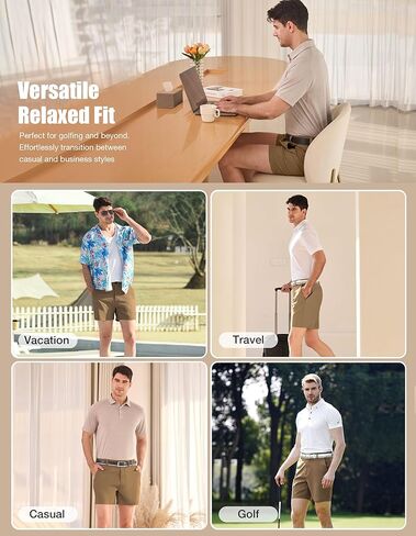 PULI Men's Golf Shorts Dress Flat Front Hybrid 7 Inch Stretch Lightweight Quick Dry Chino Casual with Pockets in Kuwait